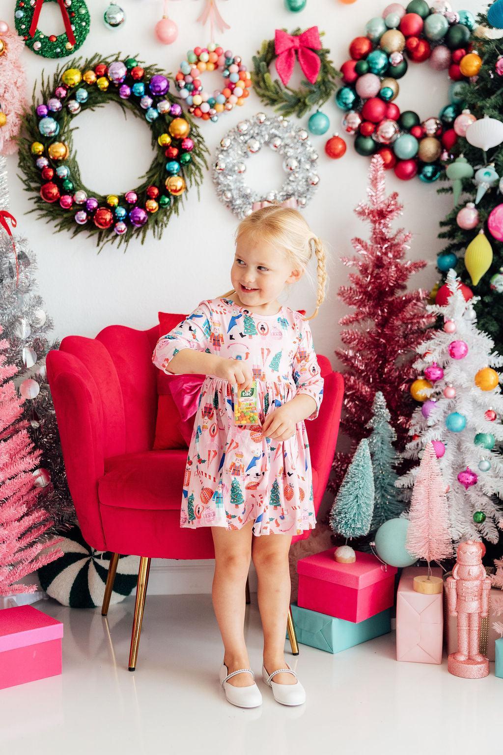 Mila & Rose ® Sugarplum Fairy 3/4 Sleeve Pocket Twirl Dress — main product shot