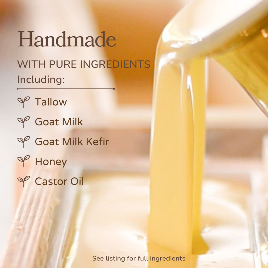 Pretty farm girl Pure Tallow + Honey Fragrance Free Handmade Tallow and Goat Milk Soap Bar — alternative angle