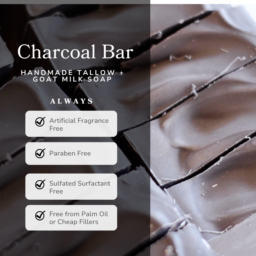 Pretty farm girl Clarifying Charcoal Bar Handmade Tallow and Goat Milk Soap Bar — alternative angle