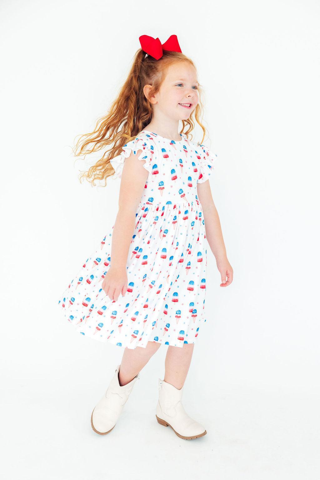 Mila & Rose ® Summer Sweets Flutter Sleeve Twirl Dress — detail close-up