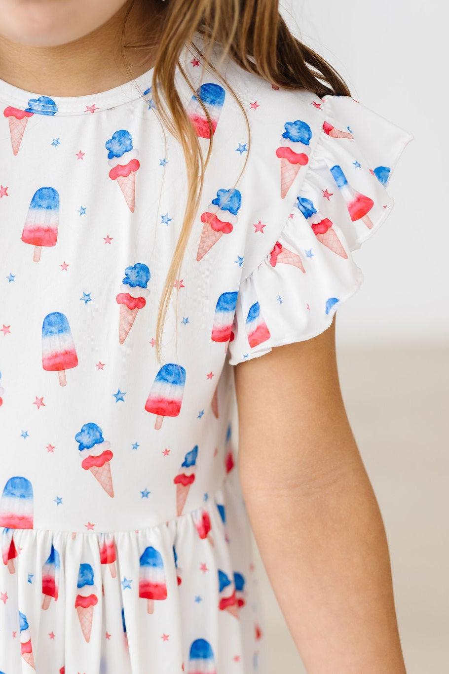 Mila & Rose ® Summer Sweets Flutter Sleeve Twirl Dress — side view