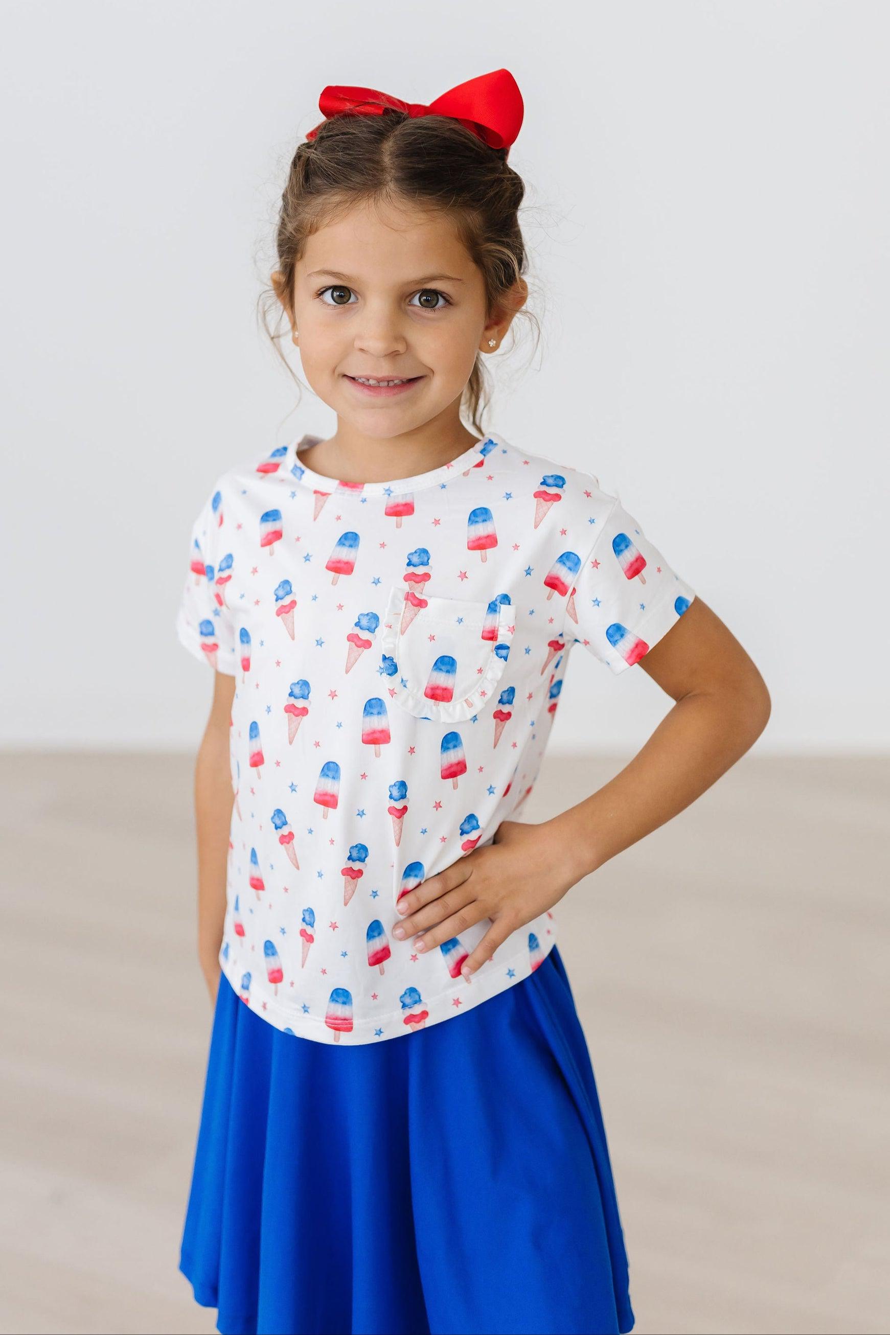 Mila & Rose ® Summer Sweets Ruffle Pocket Tee — back view