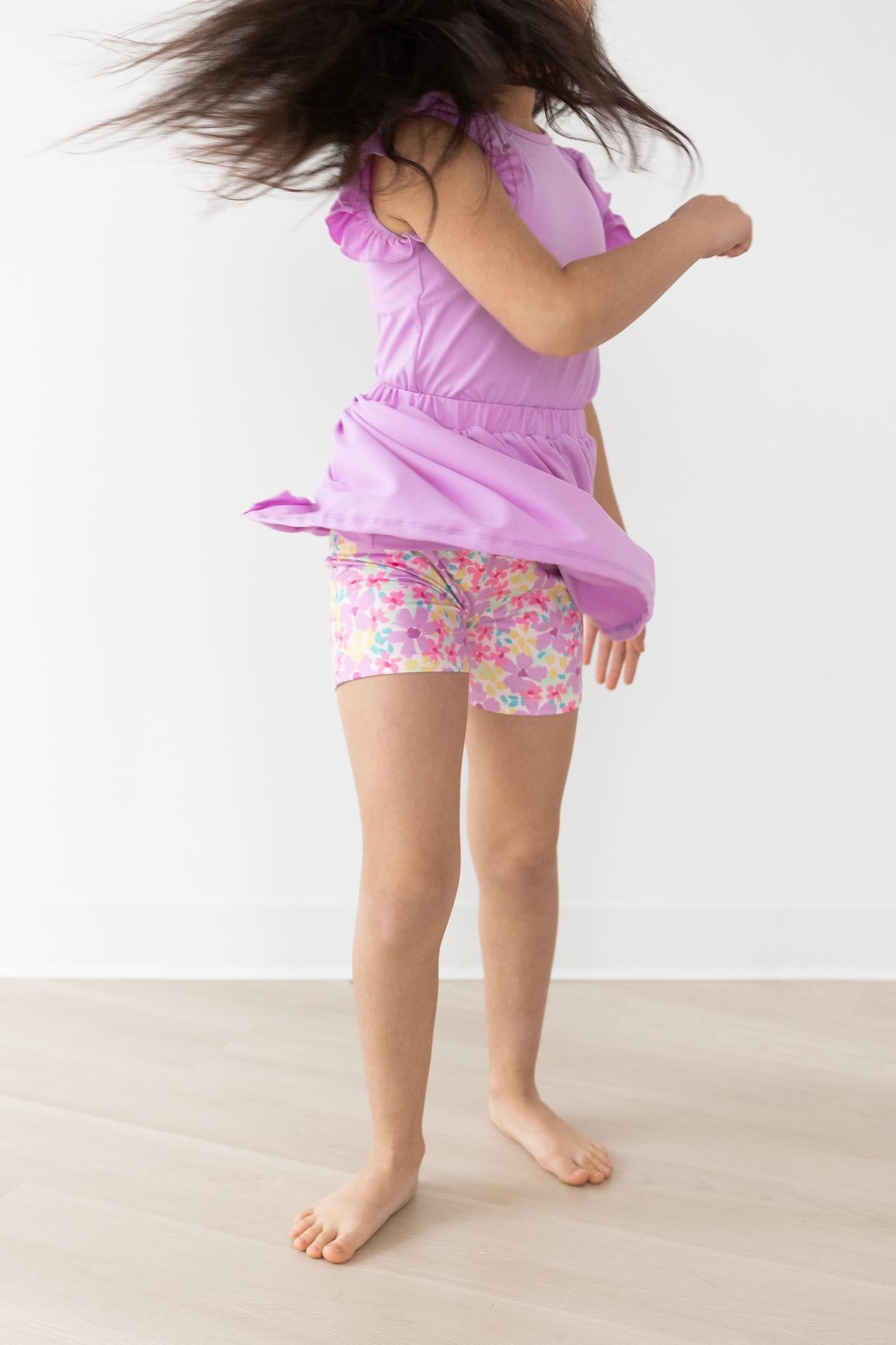 Mila & Rose ® Summer Watercolor Twirl Shorts — side view