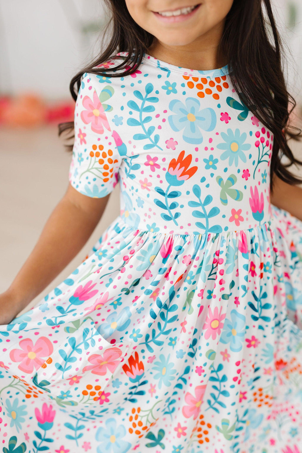 Mila & Rose ® Sunlit Garden S/S Pocket Twirl Dress — detail close-up