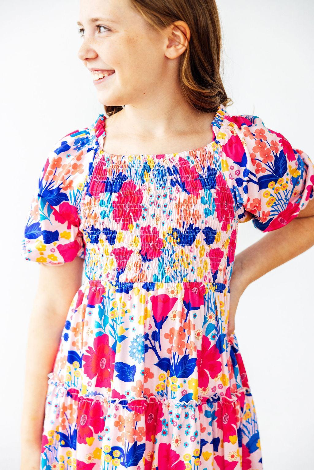 Mila & Rose ® Sunshine Garden Smocked Ruffle Dress — side view