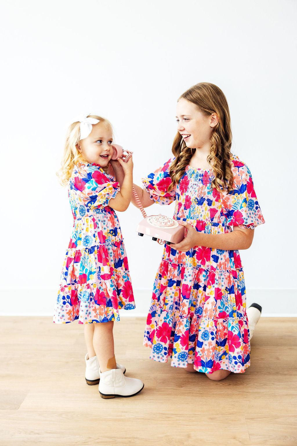 Mila & Rose ® Sunshine Garden Smocked Ruffle Dress — back view