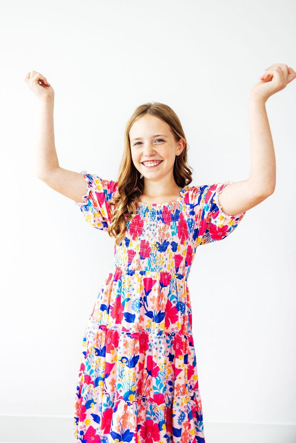 Mila & Rose ® Sunshine Garden Smocked Ruffle Dress — alternative angle