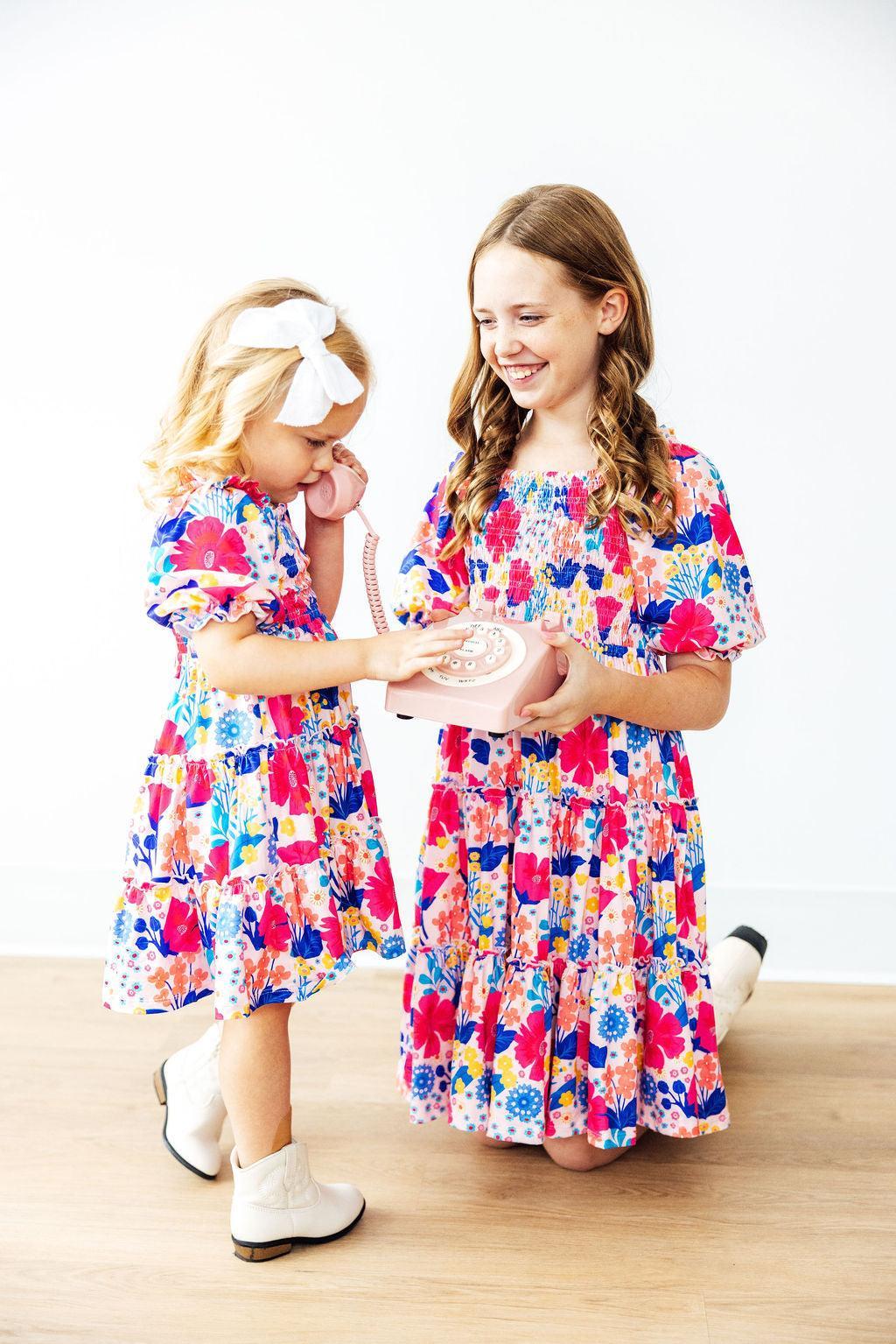 Mila & Rose ® Sunshine Garden Smocked Ruffle Dress — detail close-up