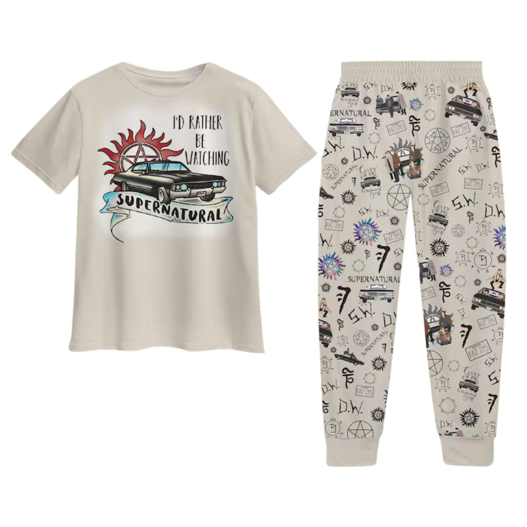 Pasimax Supernatural Pajamas Set, Winchester Brothers Pajamas for Women & Men — main product shot