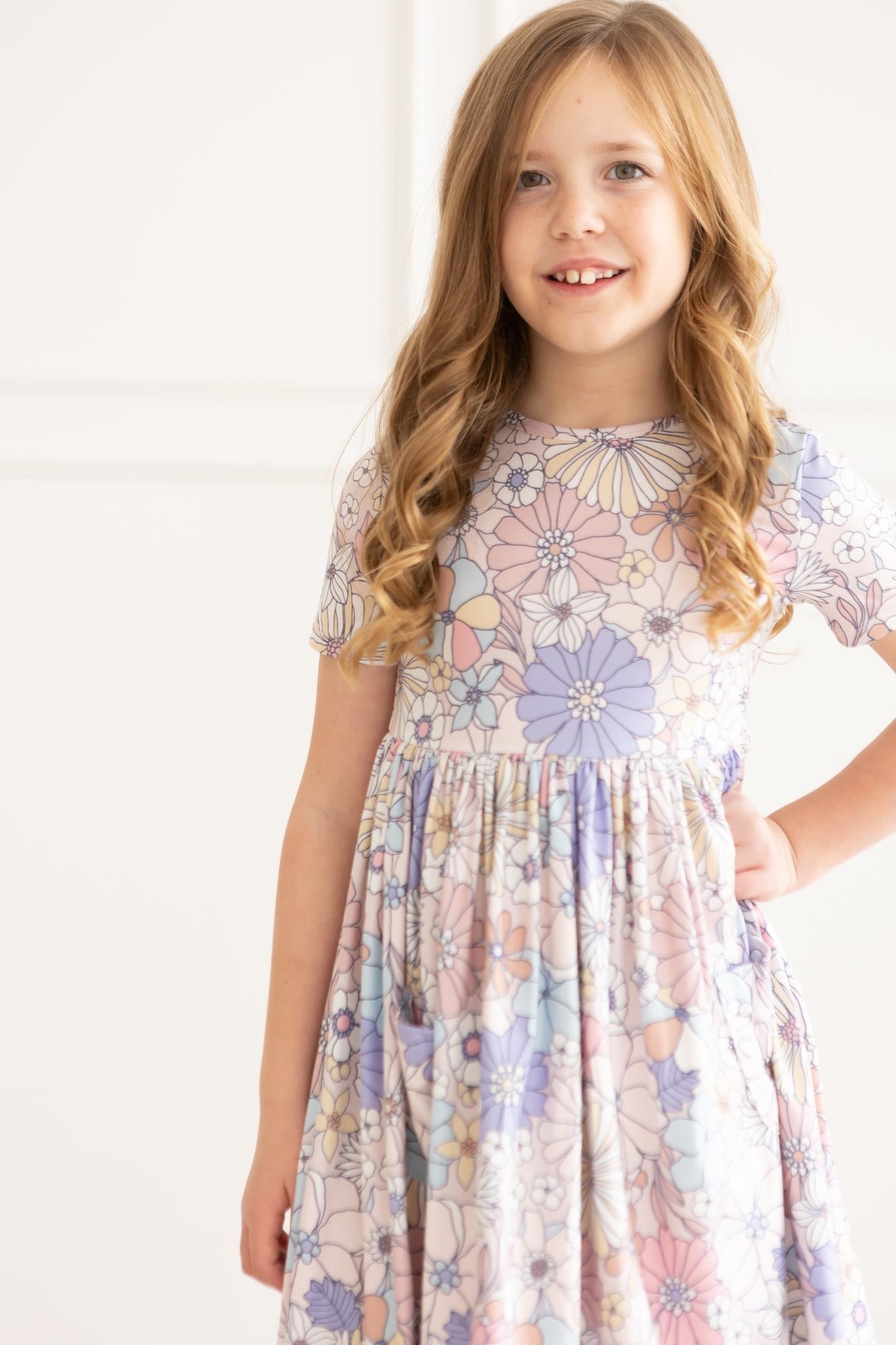 Mila & Rose ® Sweet Escape Floral S/S Pocket Twirl Dress — back view