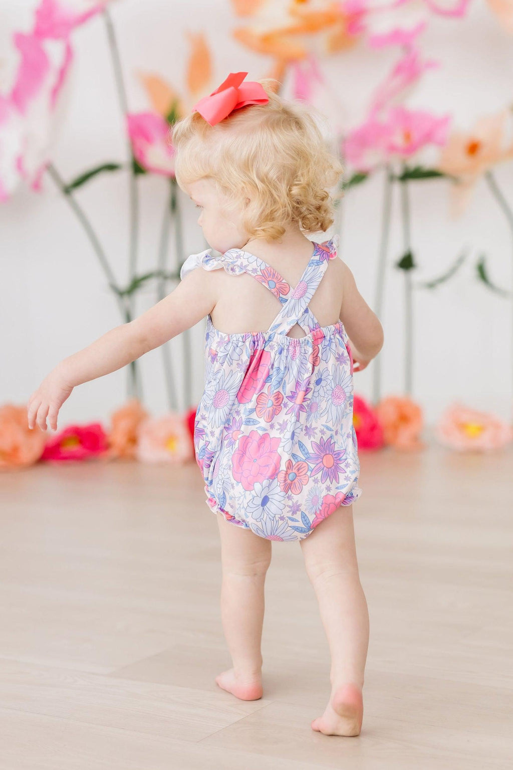 Mila & Rose ® Sweet Springtime Ruffle Cross Back Romper — side view