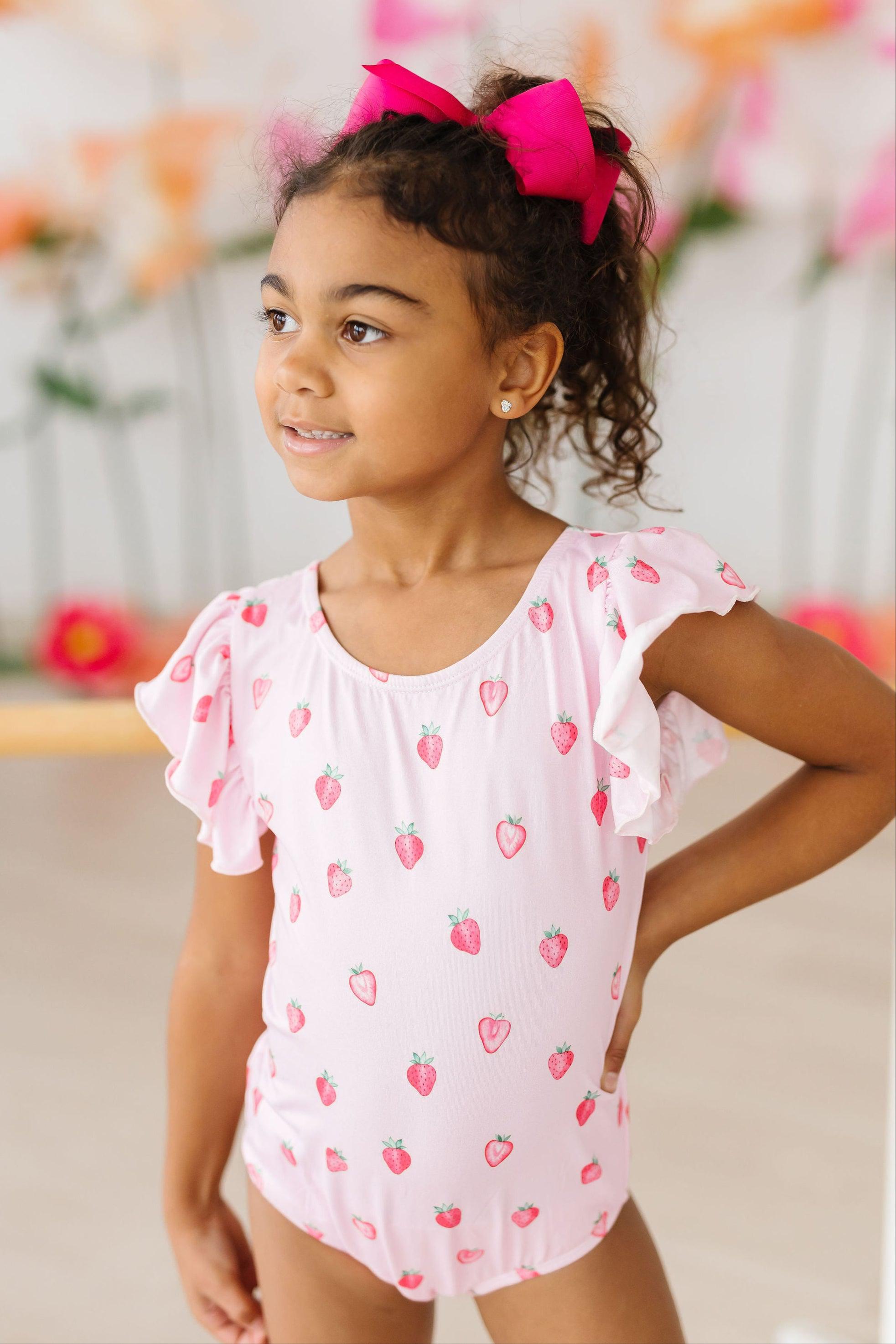 Mila & Rose ® Sweet Strawberries S/S Flutter Sleeve Leotard — lifestyle context