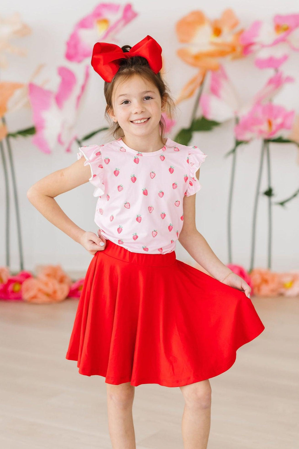 Mila & Rose ® Sweet Strawberries S/S Ruffle Tee — back view