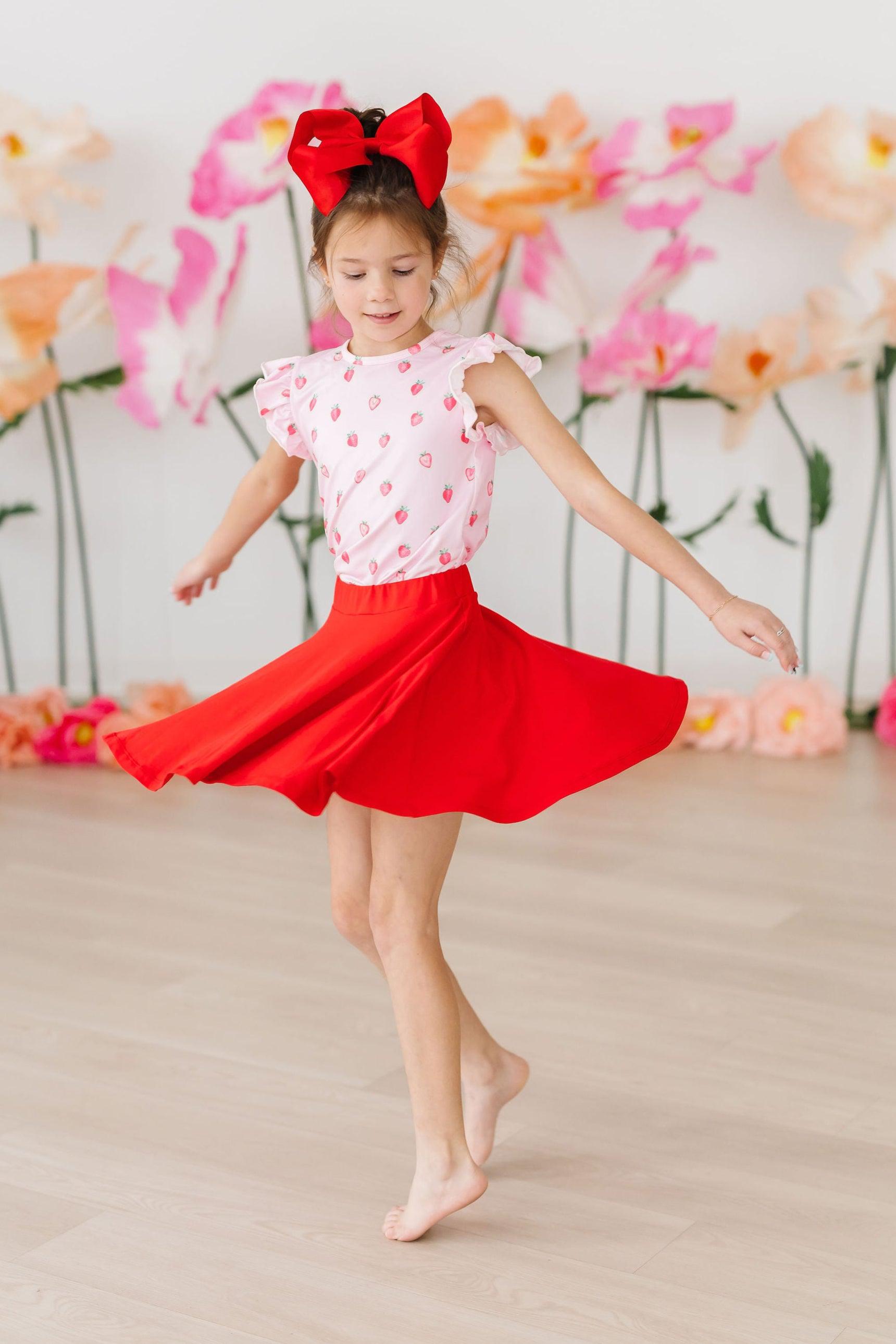 Mila & Rose ® Sweet Strawberries S/S Ruffle Tee — alternative angle