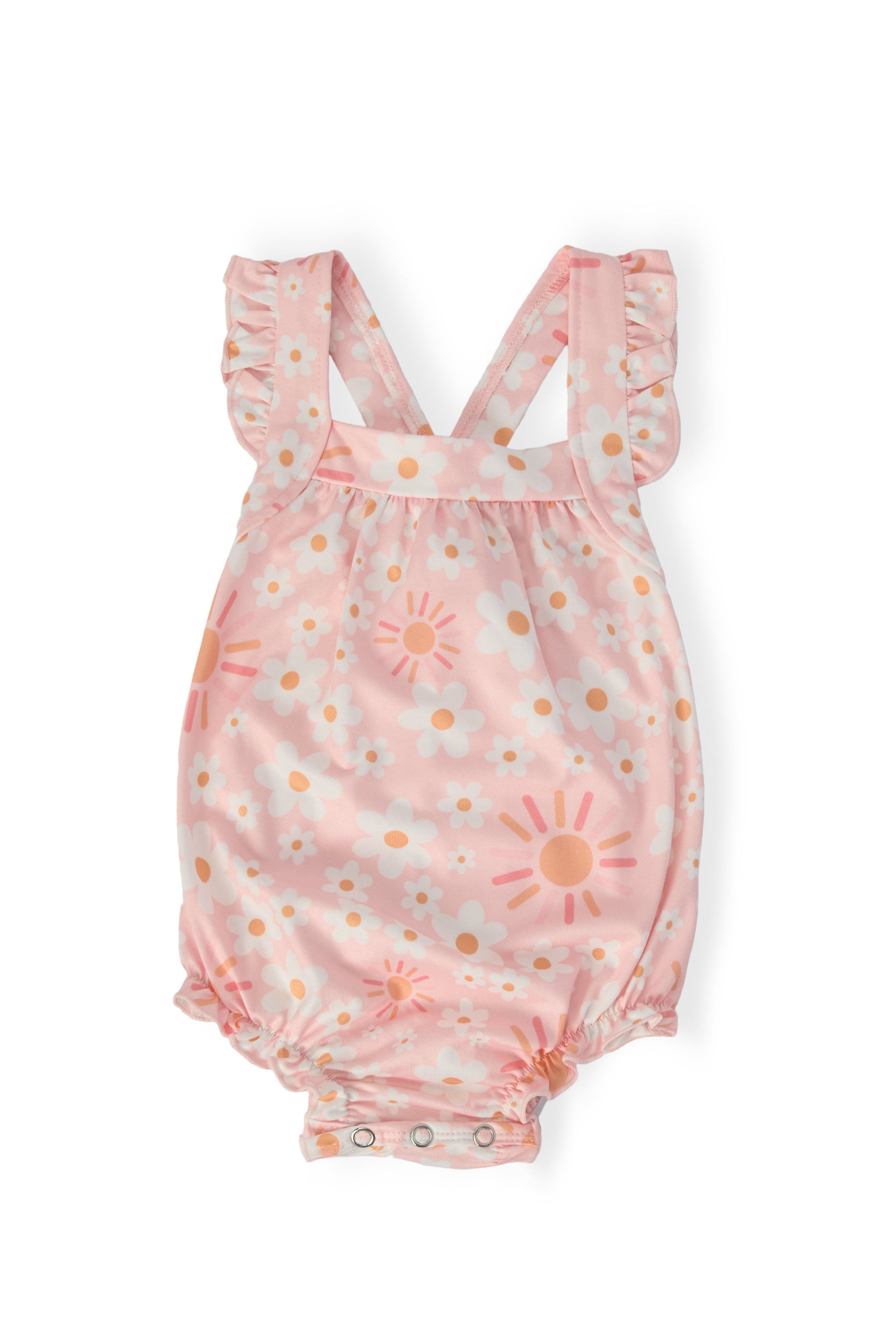 Mila & Rose ® Sweet & Sunny Ruffle Cross Back Romper — main product shot