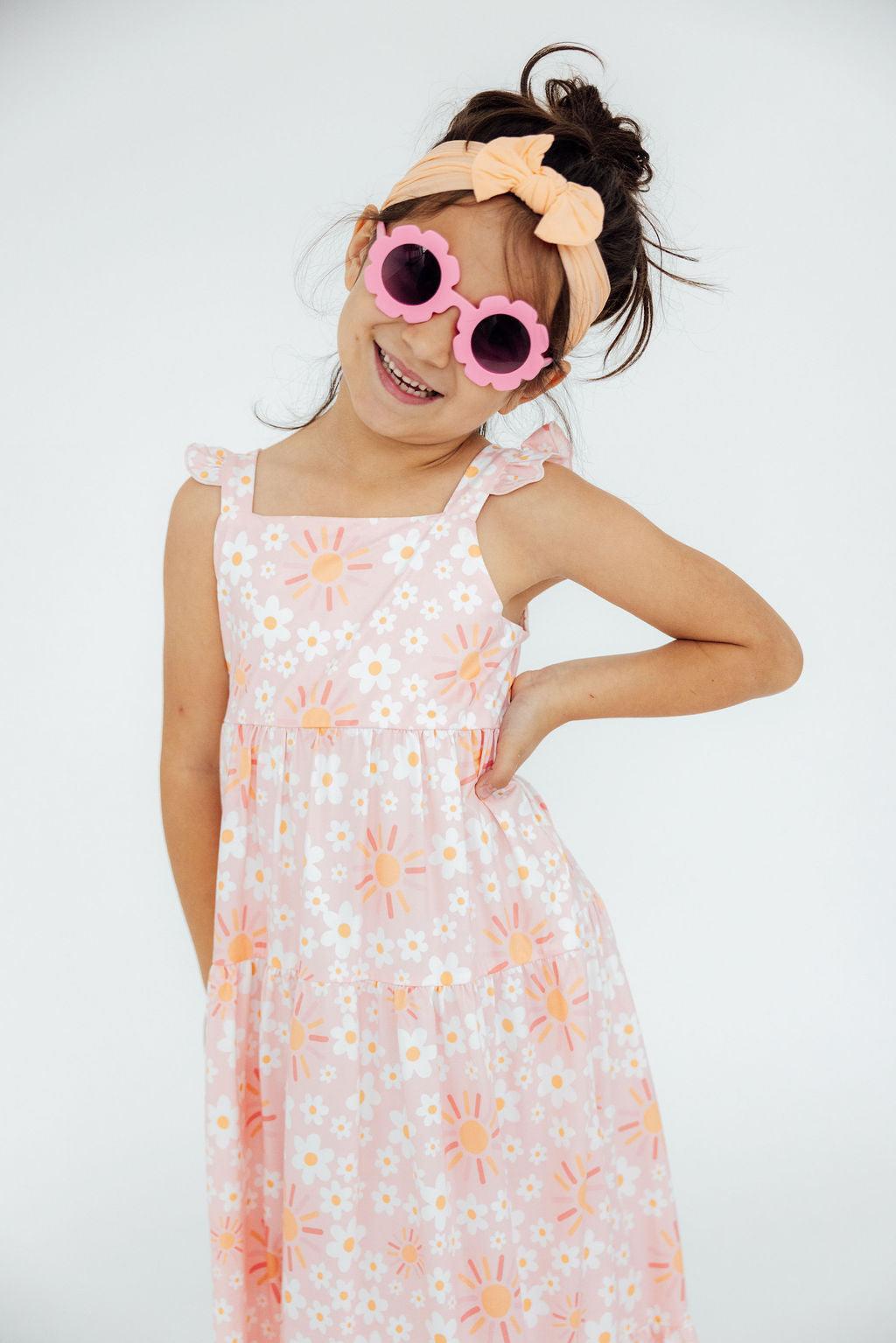 Mila & Rose ® Sweet & Sunny Ruffle Maxi Dress — back view