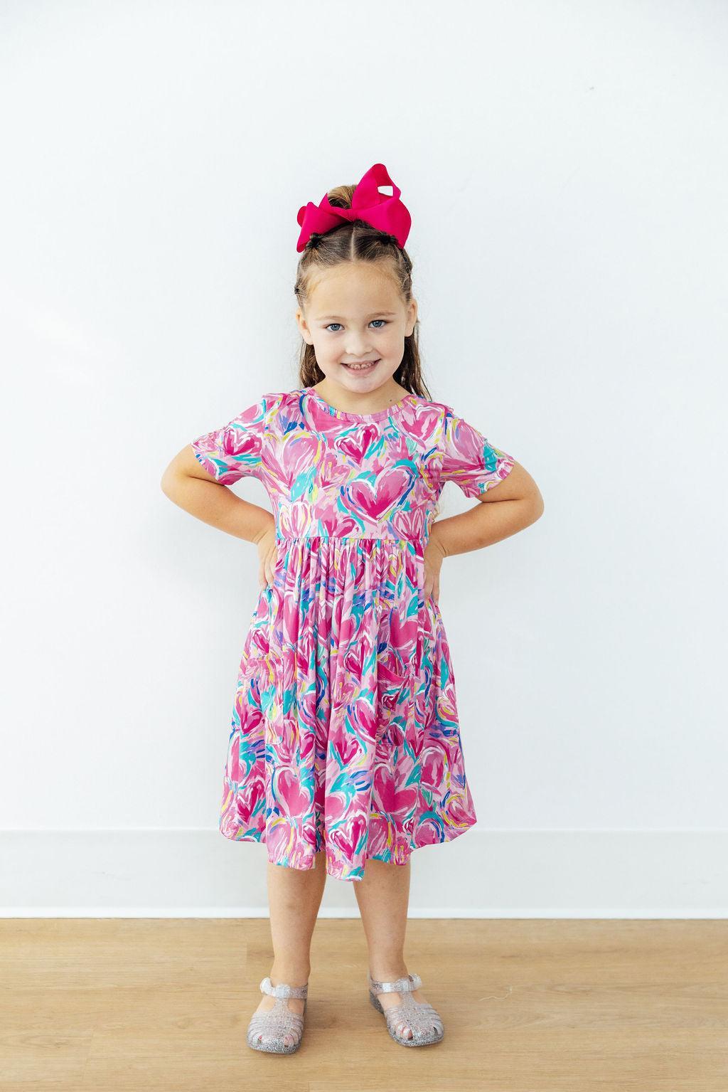 Mila & Rose ® Sweetheart Scribble S/S Pocket Twirl Dress — lifestyle context