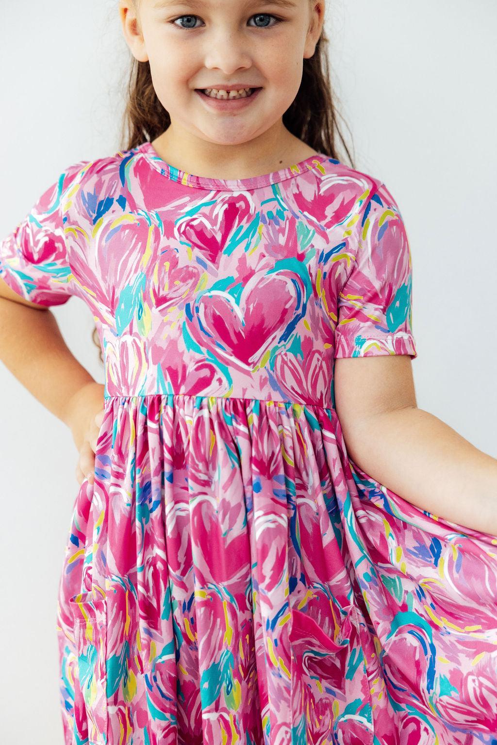 Mila & Rose ® Sweetheart Scribble S/S Pocket Twirl Dress — main product shot