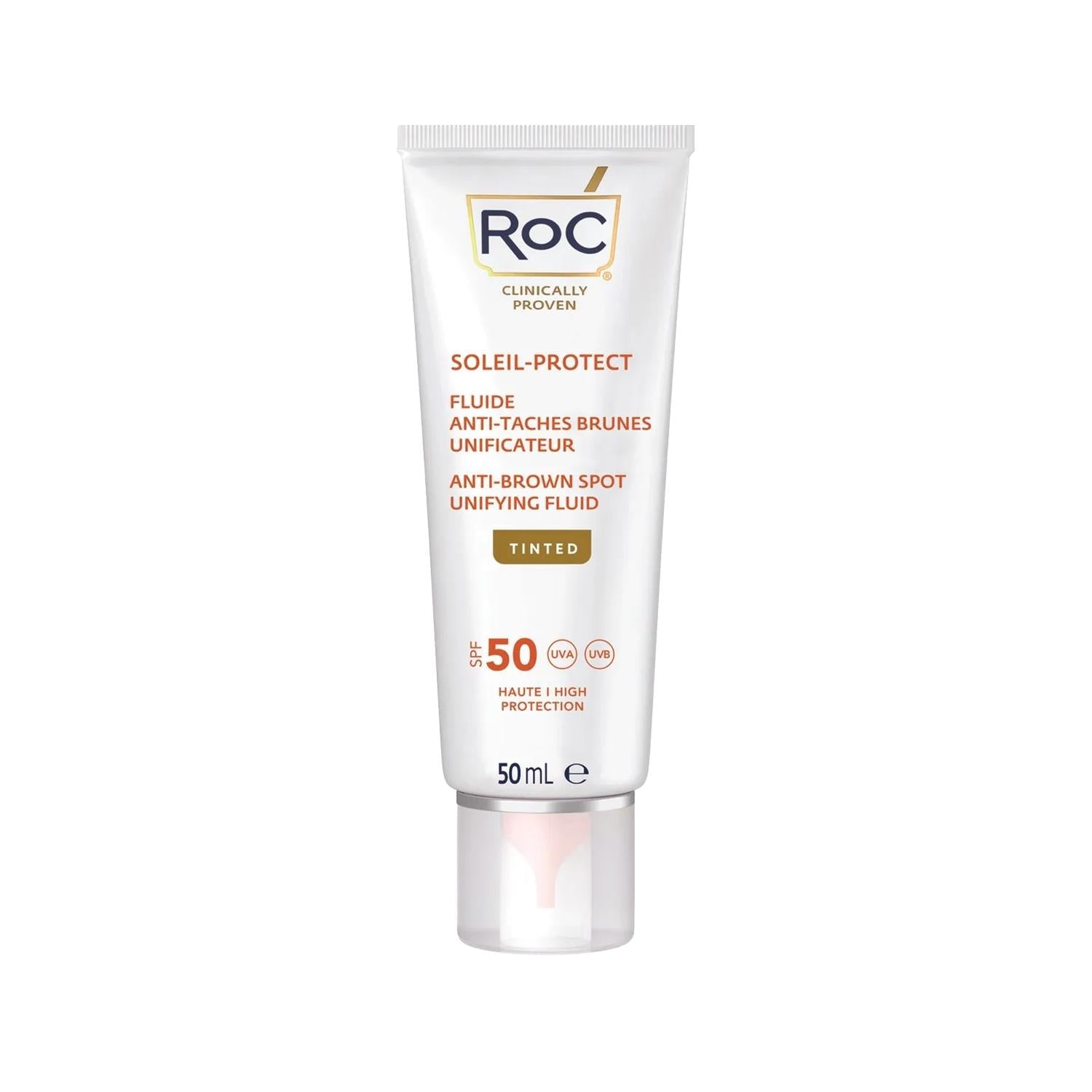 RoC SPF 50+ Anti-Dark Spot Face Sunscreen: Tone Evening & Powerful Sun Protection, 50ml