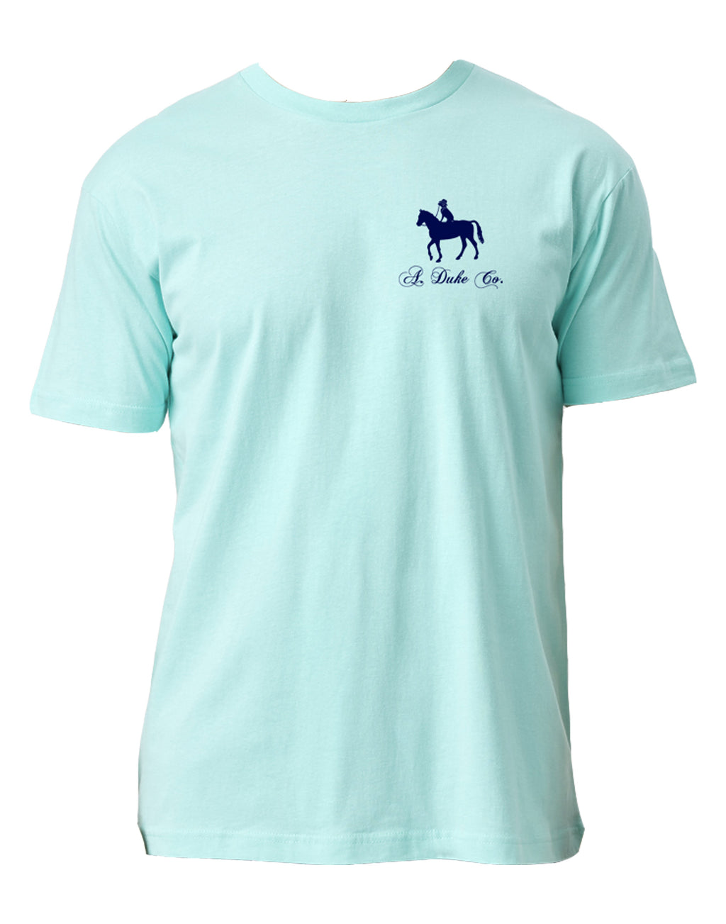 American Duke Apparel Company Dogs, Steaks, and Whiskey T-Shirt - Mint Blue — Blue detail
