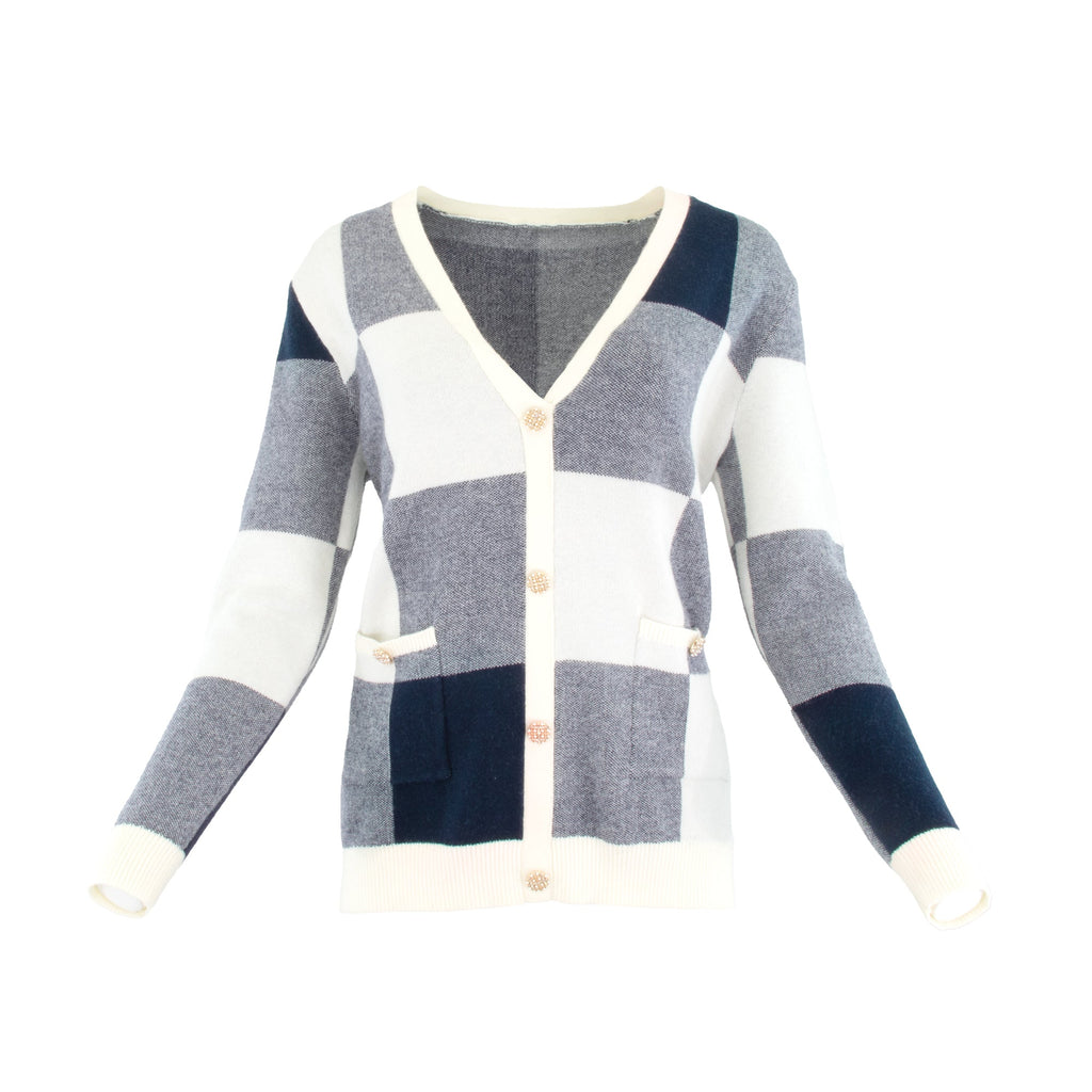 profile-nyc OVERSIZED CHECKED FAUX CARDIGAN — side view