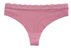 Laser Cut Rib Thong with Lace Waist, XS-2X