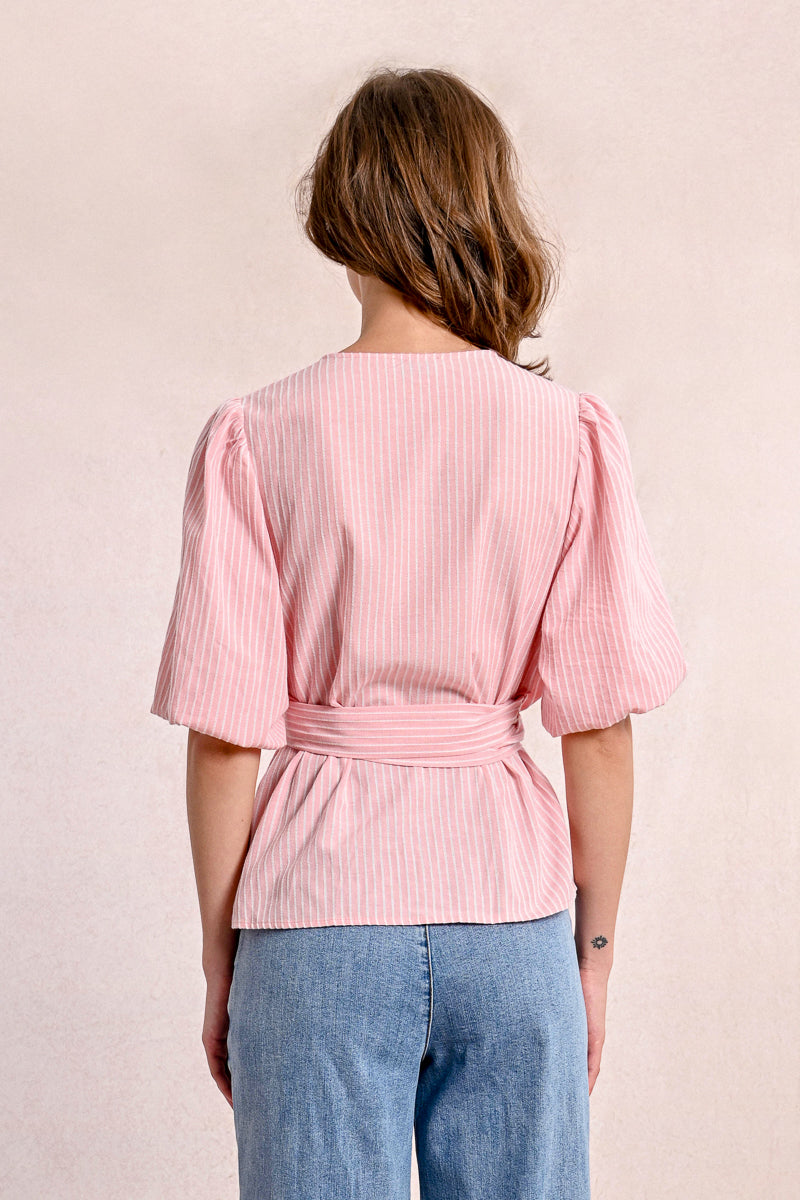 KADOU BOUTIQUE Cute Wrap Pink Top — lifestyle context