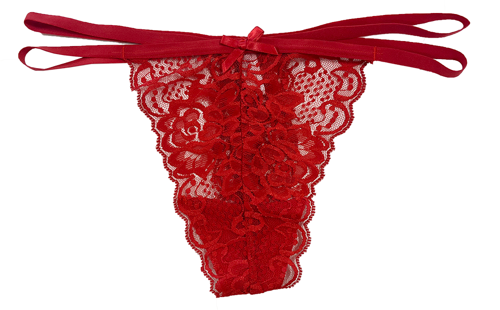 Love Libby Panties Lace Thong with Elastic Straps, XS- 2X — main product shot