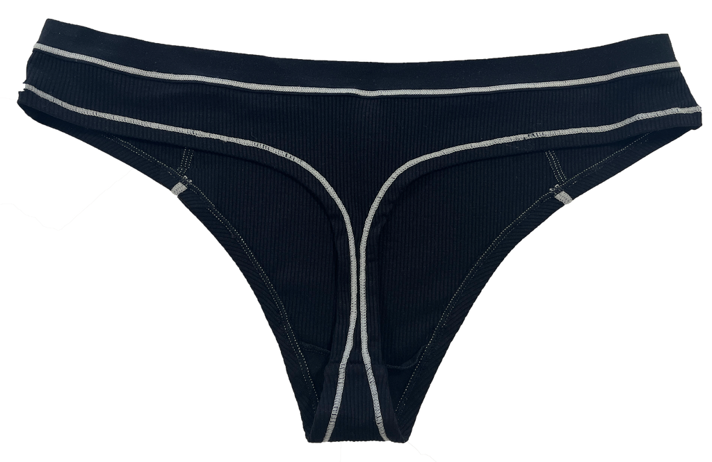 Love Libby Panties Modal Thong with Contrast Stitch, XS-2X — back view