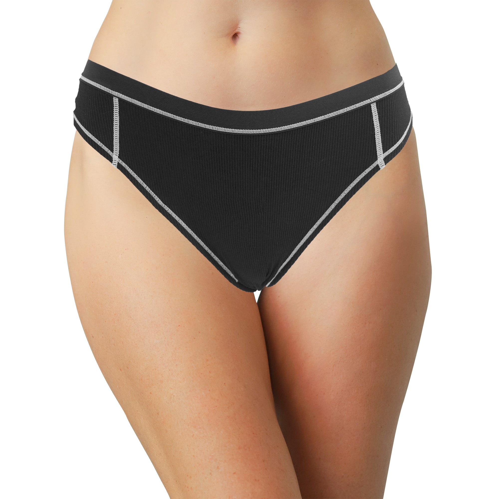 Love Libby Panties Modal Thong with Contrast Stitch, XS-2X — side view