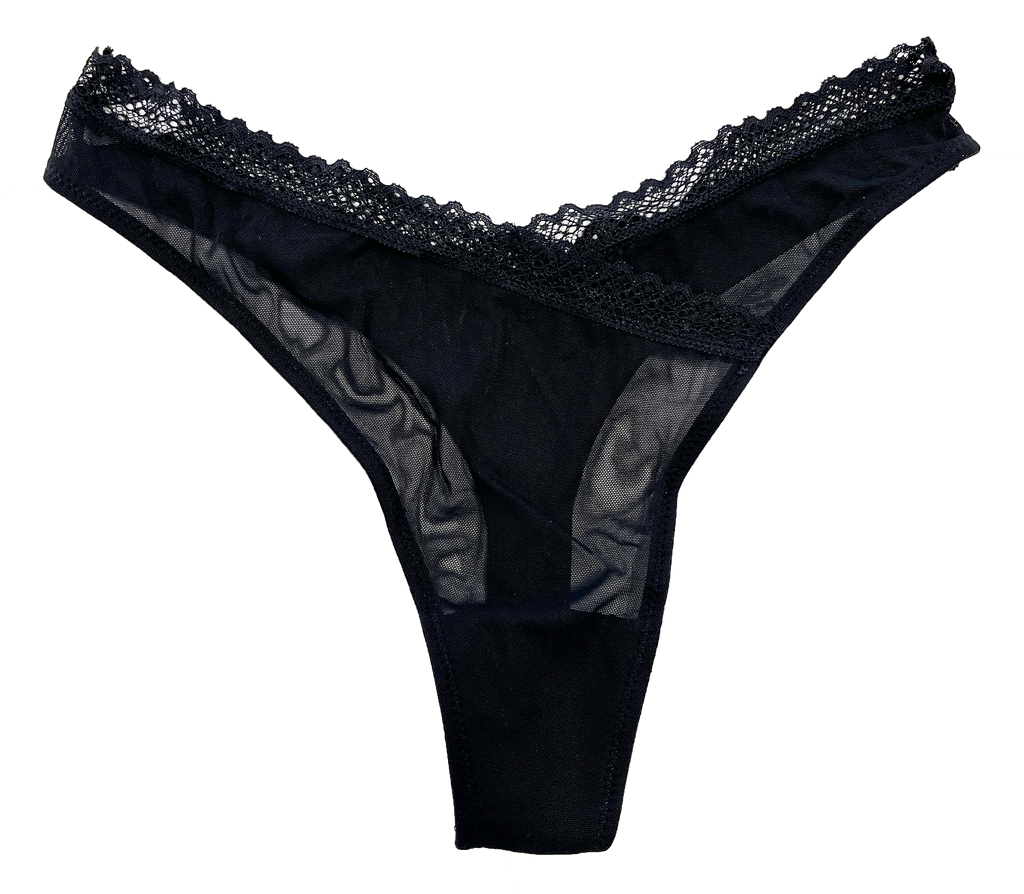 Love Libby Panties V-Front Mesh Thong with Lace, XS-2X — color detail