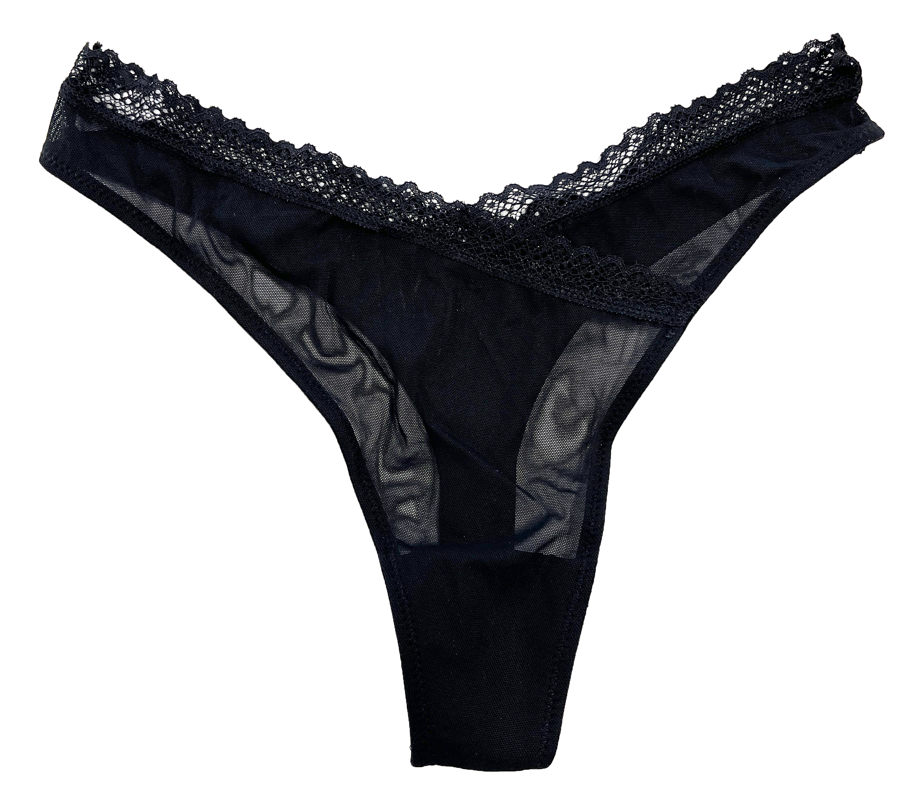 Love Libby Panties V-Front Mesh Thong with Lace, XS-2X — color detail