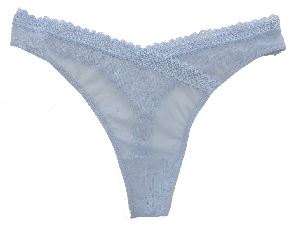 Love Libby Panties V-Front Mesh Thong with Lace, XS-2X — main product shot