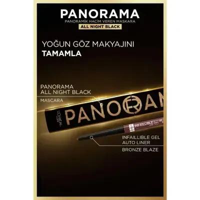 L'Oreal Paris Panorama Mascara - All Night Black: Volumizing, Lengthening, Long-Lasting, Smudge-Proof Eyelash Enhancer