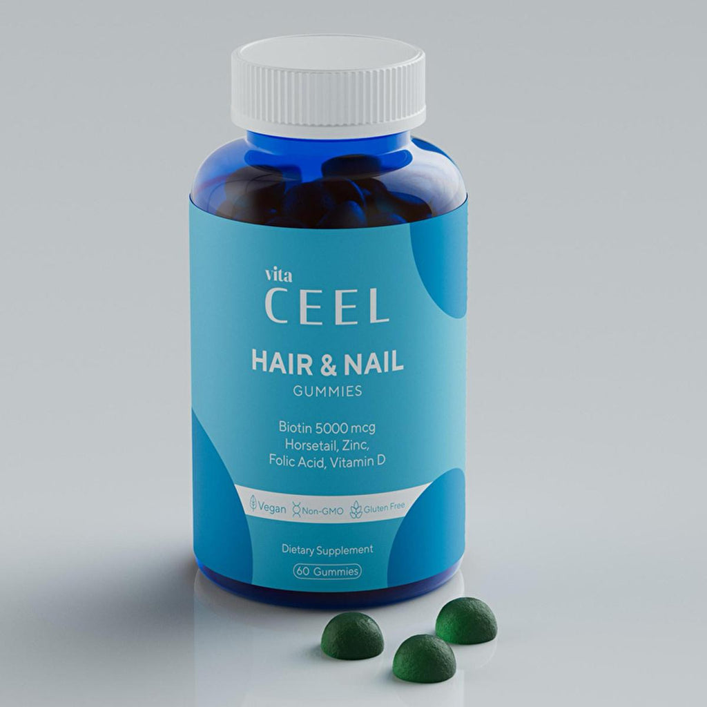 Vita Ceel Vegan Gummy Vitamins for Hair and Nail Care - Biotin 5000 mcg, Cruelty-Free, Supports Hair Growth and Strength
