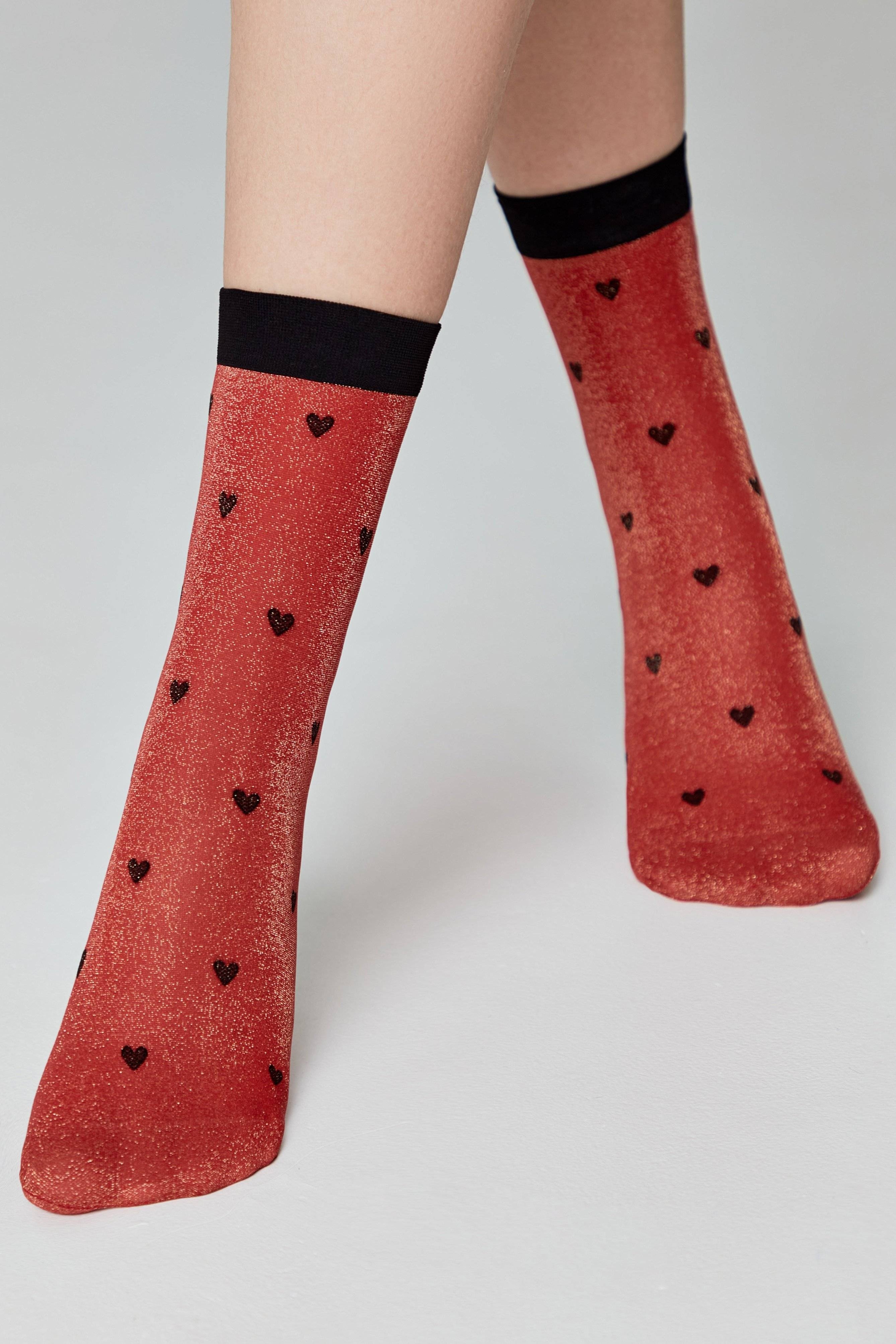 TheRanok.com Shimmering Socks Conte Fantasy - "Hearts" Designs — product on model