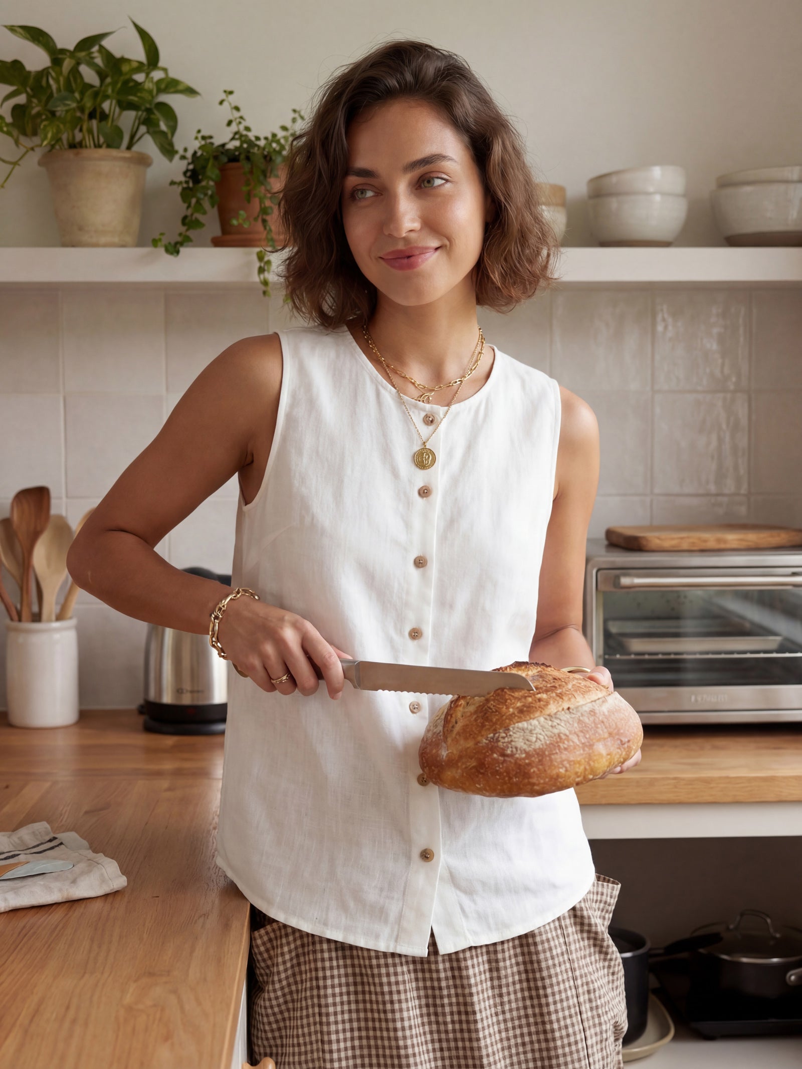LINTICO 100% Linen Buttons Down Tank Top ERIN — tops-tanks-linen category context