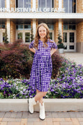 Mila & Rose ® TCU Plaid Frog 3/4 Sleeve Pocket Twirl Dress — main product shot