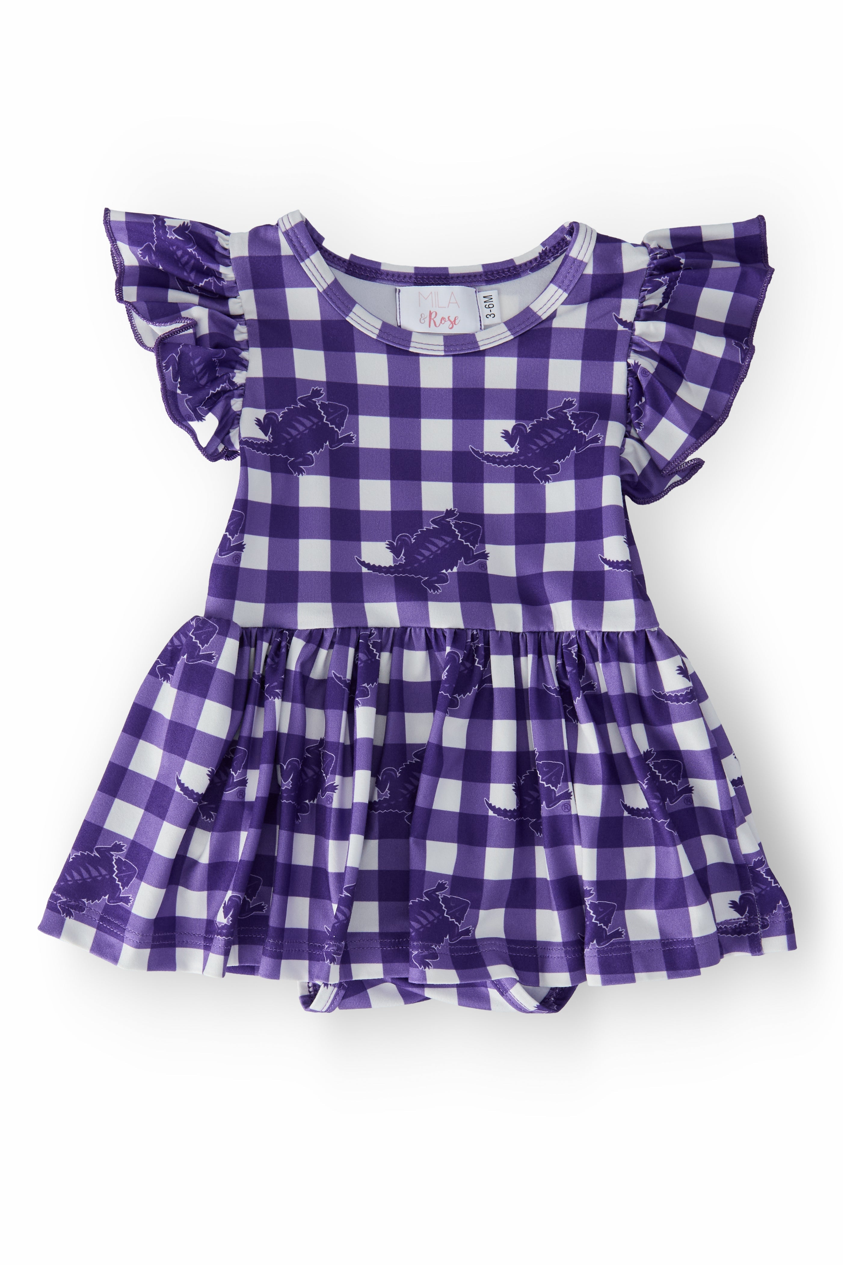 Mila & Rose ® TCU Plaid Frog Flutter Twirl Bodysuit — main product shot