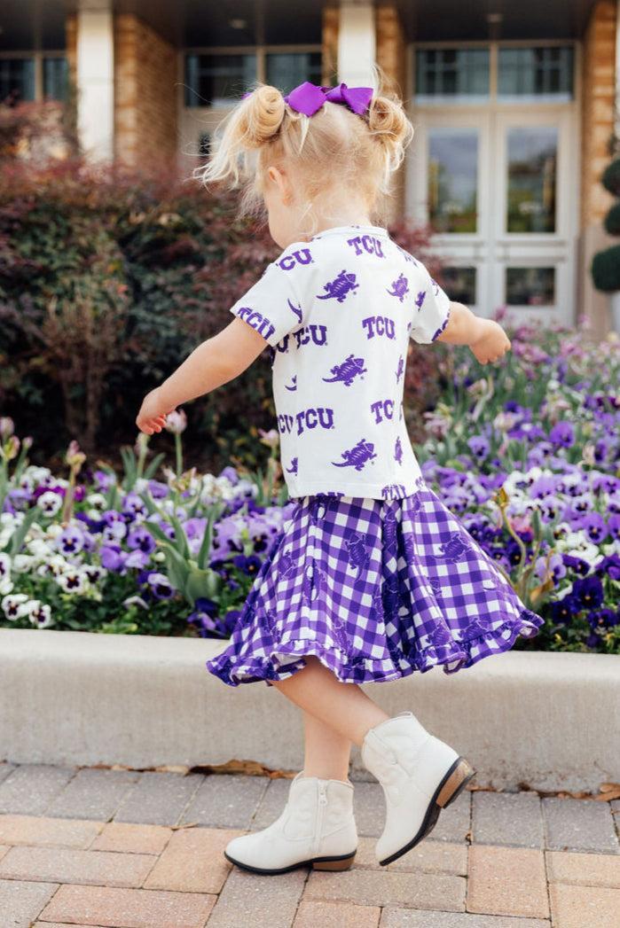 Mila & Rose ® TCU Plaid Frog Ruffle Twirl Skort — main product shot