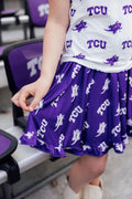 Mila & Rose ® TCU Purple Frog Ruffle Twirl Skort — main product shot