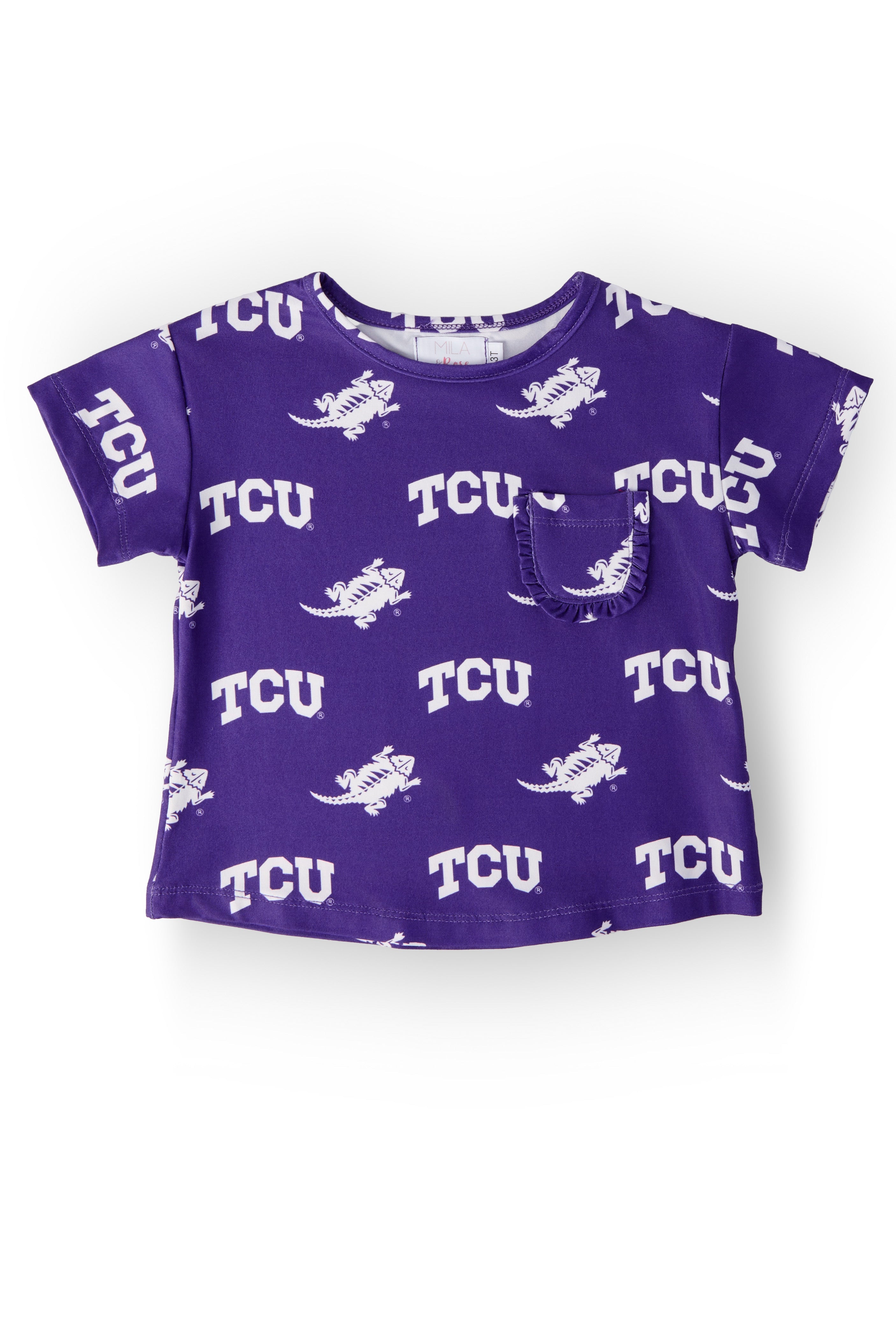 Mila & Rose ® TCU Purple Frog Ruffle Pocket Tee — main product shot