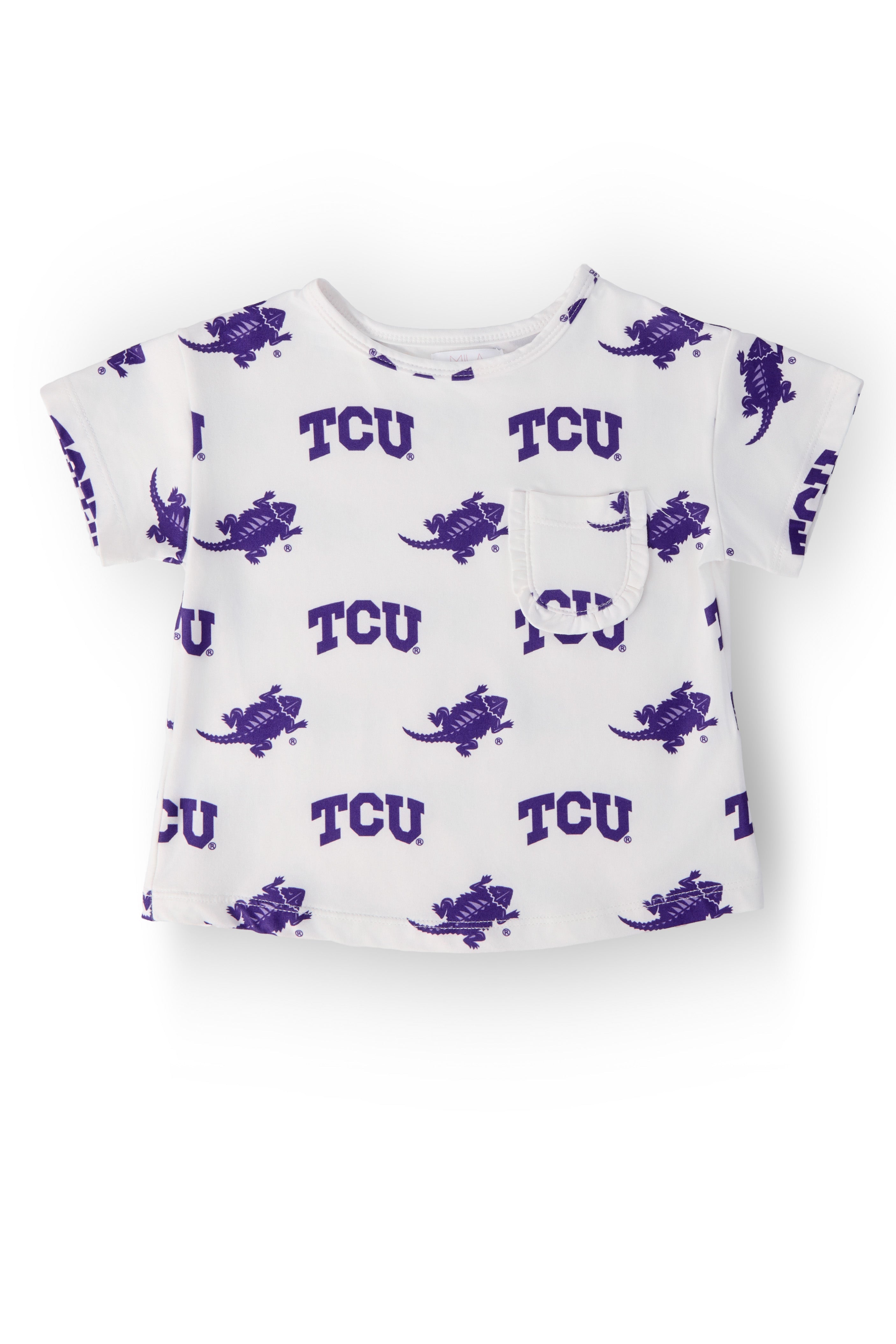 Mila & Rose ® TCU White Frog Ruffle Pocket Tee — main product shot