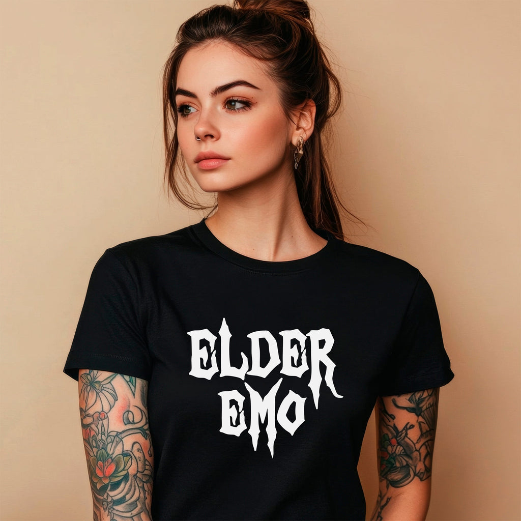 BodyCandy Glow in the Dark Elder Emo Black Tee Shirt — lifestyle context