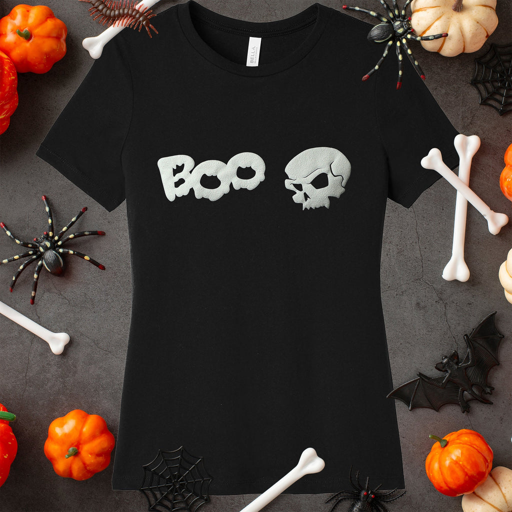 BodyCandy Skull Boo Glow in the Dark Puff Halloween Tee Shirt — size reference