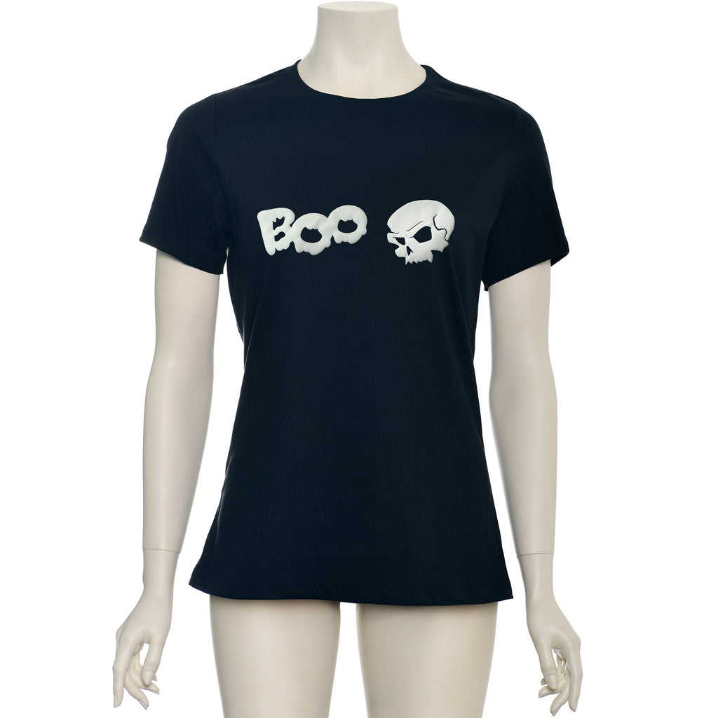 BodyCandy Skull Boo Glow in the Dark Puff Halloween Tee Shirt — lifestyle context