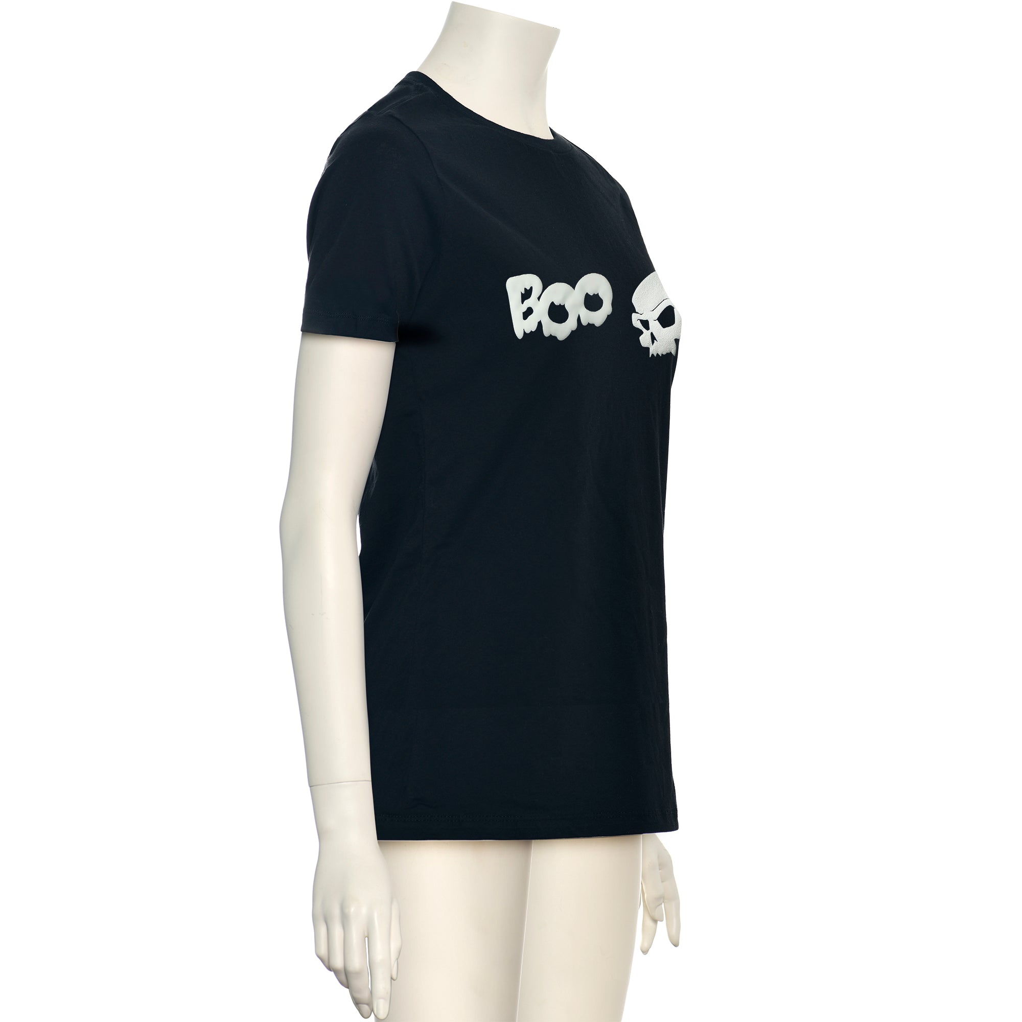 BodyCandy Skull Boo Glow in the Dark Puff Halloween Tee Shirt — color detail