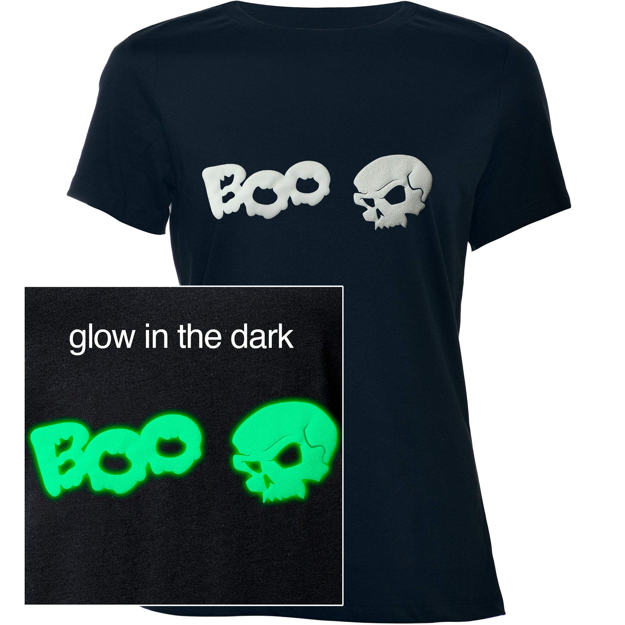 BodyCandy Skull Boo Glow in the Dark Puff Halloween Tee Shirt — main product shot