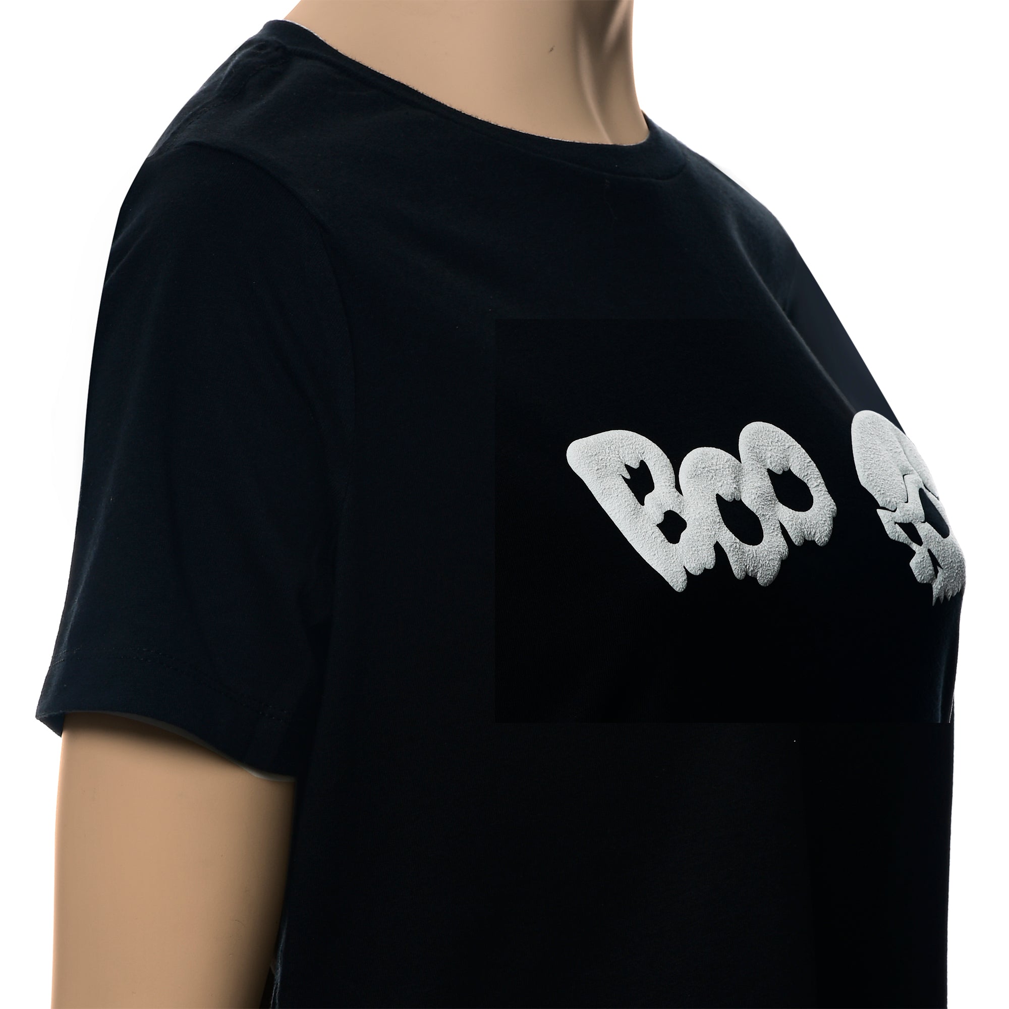 BodyCandy Skull Boo Glow in the Dark Puff Halloween Tee Shirt — side view