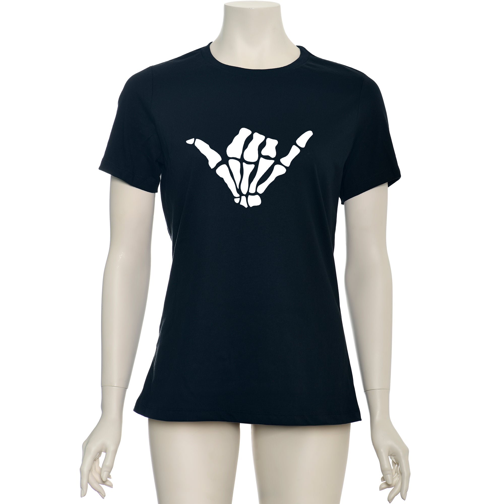 BodyCandy Glow in the Dark Shaka Skelelton Hand Tee Shirt — lifestyle context